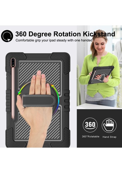 Samsung Galaxy Tab S7 s8 Crossbody Omuz Askısı Döner Kickstand Tablet Kılıfı (Yurt Dışından)