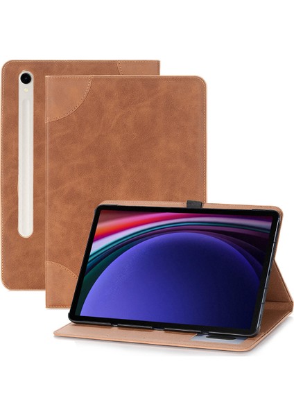 Samsung Galaxy Tab S9 Kart Yuvaları Çapraz Doku Pu Deri Tablet Kılıfı (Yurt Dışından)