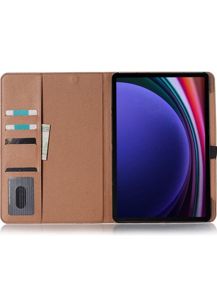Samsung Galaxy Tab S9 Kart Yuvaları Çapraz Doku Pu Deri Tablet Kılıfı (Yurt Dışından)