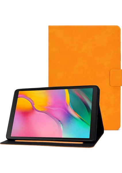 Samsung Galaxy Tab A 10.1 (2019) T510 T515 Sığır Derisi Doku Pu Deri Kart Tutucu Katlanabilir Stand Tablet Kılıfı (Yurt Dışından)