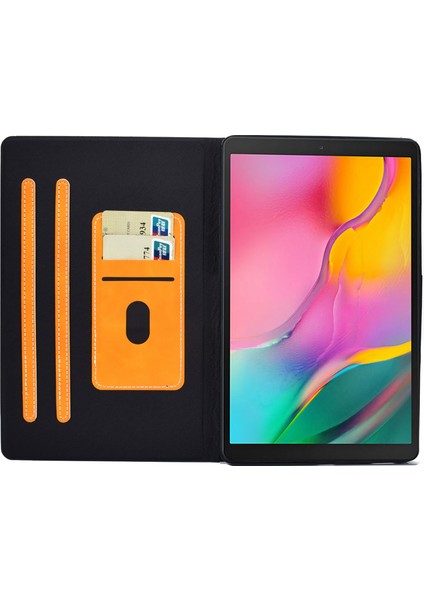Samsung Galaxy Tab A 10.1 (2019) T510 T515 Sığır Derisi Doku Pu Deri Kart Tutucu Katlanabilir Stand Tablet Kılıfı (Yurt Dışından)
