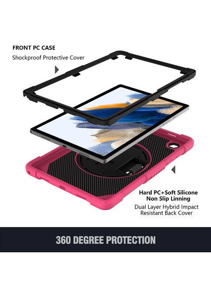 Samsung Galaxy Tab A8 10.5 (2021 2022) Silikon Pc Döner Sağlam Tablet Kılıfı (Yurt Dışından)