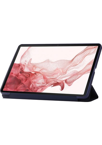 Samsung Galaxy Tab S8 Otomatik Uyandırma uyku Fonksiyonu Çizilmez Yumuşak Silikon Deri Üç Katlı Stand Korumalı Tablet Kılıfı (Yurt Dışından)