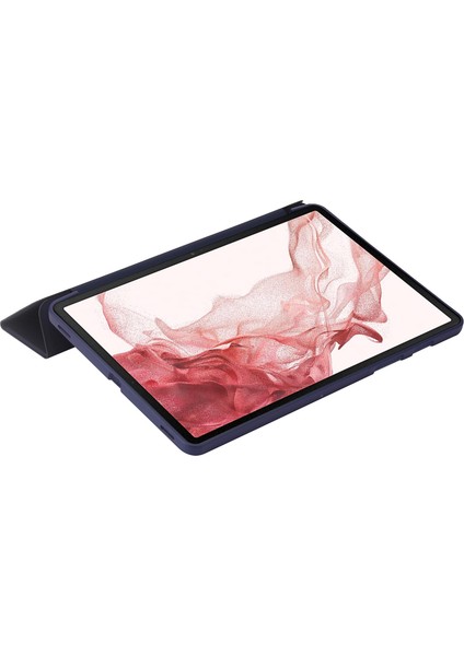 Samsung Galaxy Tab S8 Otomatik Uyandırma uyku Fonksiyonu Çizilmez Yumuşak Silikon Deri Üç Katlı Stand Korumalı Tablet Kılıfı (Yurt Dışından)