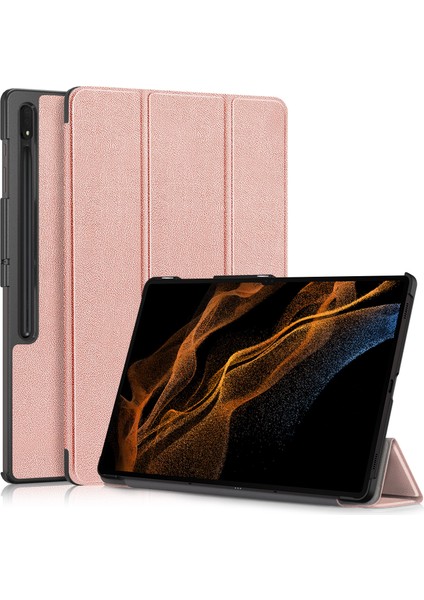 Deri Samsung Galaxy Tab S9 Ultra SM X910 X916B SM X918U Üçe Katlanmış Stand Tablet Kılıfı (Yurt Dışından)