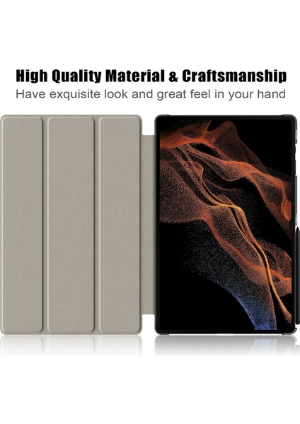 Deri Samsung Galaxy Tab S9 Ultra SM X910 X916B SM X918U Üçe Katlanmış Stand Tablet Kılıfı (Yurt Dışından)