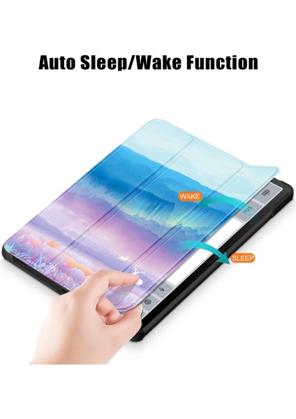 Samsung Galaxy Tab S9 Fe SM X510 SM X516 Üç Katlı Stand Desen Baskı Geyik Tablet Kılıfı (Yurt Dışından) fiyatları