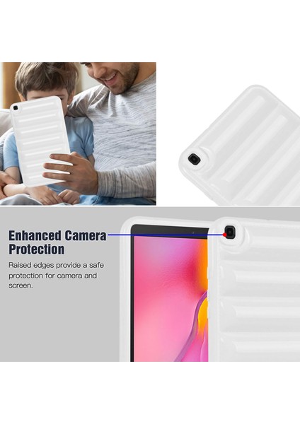 Samsung Galaxy Tab A 8.0 (2019) SM T290 (WI FI) SM T295 (Lte) Tpu Aşağı Ceket Dokulu Beyaz Tablet Kılıfı (Yurt Dışından)