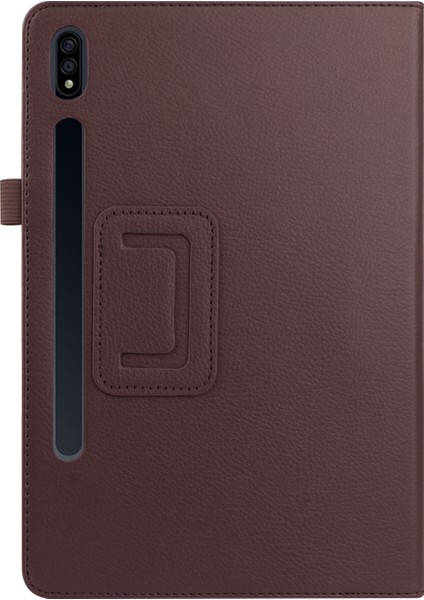 Samsung Galaxy Tab S7 s8 Kahve Litchi Deri Standlı Tablet Kılıfı (Yurt Dışından)