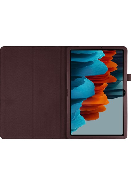 Samsung Galaxy Tab S7 s8 Kahve Litchi Deri Standlı Tablet Kılıfı (Yurt Dışından)