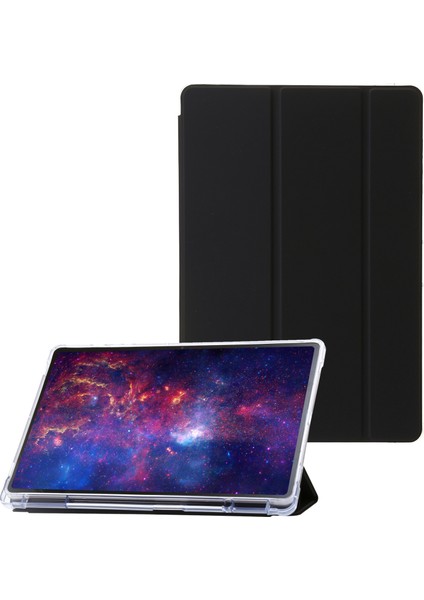Samsung Galaxy Tab S9 Üç Katlı Stand Akıllı Pu Deri Akrilik Tpu Şeffaf Tablet Kılıfı (Yurt Dışından)