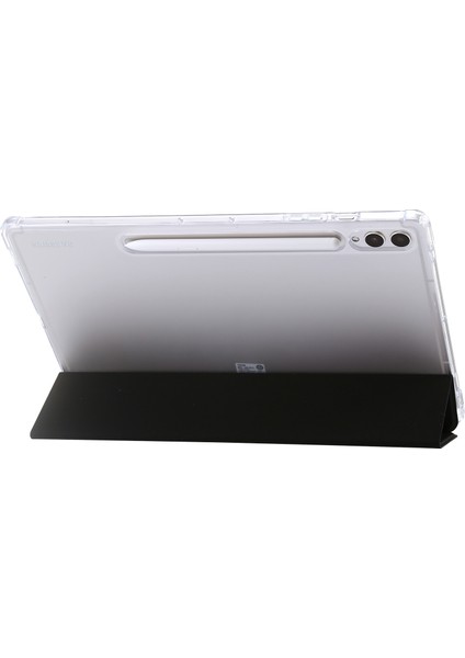 Samsung Galaxy Tab S9 Üç Katlı Stand Akıllı Pu Deri Akrilik Tpu Şeffaf Tablet Kılıfı (Yurt Dışından)
