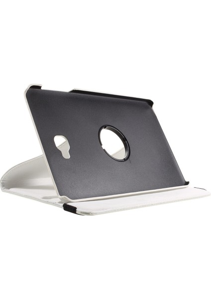 Litchi Doku Döner Stand Deri Samsung Galaxy Tab A 10.1 (2016) T580 T585 BEYAZ Tablet Kılıfı (Yurt Dışından)