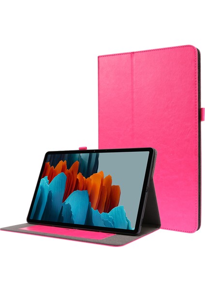 Crazy Horse Doku Iki Katlı Deri Samsung Galaxy Tab S7 s8 Rose Tablet Kılıfı (Yurt Dışından)