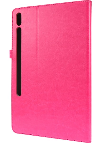 Crazy Horse Doku Iki Katlı Deri Samsung Galaxy Tab S7 s8 Rose Tablet Kılıfı (Yurt Dışından)