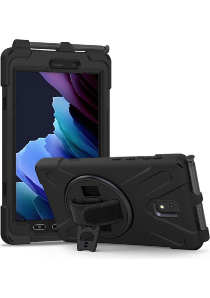 Samsung Galaxy Tab Active 3 Pc Silikon Kalem Yuvası El BANDI 360°DÖNEBILEN T570 T575 T575N T577 SIYAH Tablet Kılıfı (Yurt Dışından)