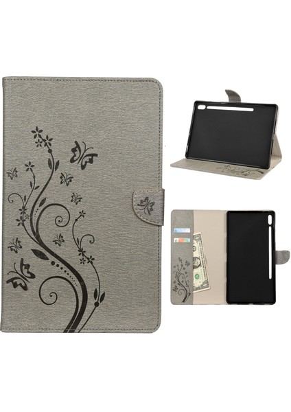 Baskı Çiçek Cüzdan Deri Çevirme Samsung Galaxy Tab S6 T860 T865 YEŞIL Tablet Kılıfı (Yurt Dışından)