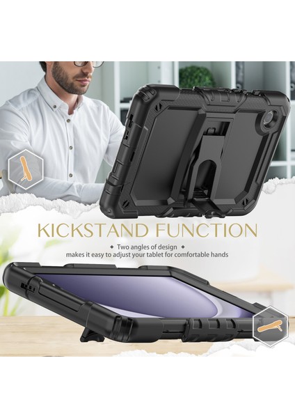 Samsung Galaxy Tab A9 (SM X110 X115) Kick Stand Omuz Askılı Tablet Kılıfı (Yurt Dışından)