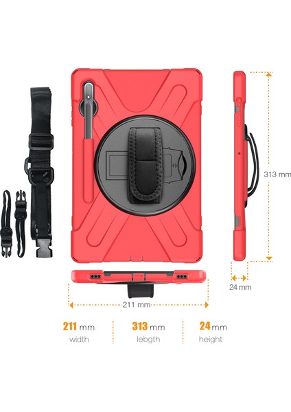 Samsung Galaxy Tab S7 S8 T970 X800 S7 Fe T730 S9 X810 S9 FE X610 Kickstand Pc Silikon Omuz Askılı Tablet Kılıfı (Yurt Dışından) modelleri