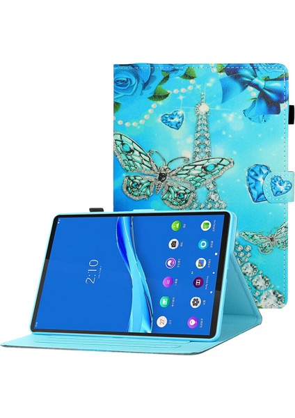 Samsung Galaxy Tab A8 10.5 (2021 2022) X205 X200 Baskı Deri Kart Yuvası Standı Folio Kalem Tutucu kule Tablet Kılıfı (Yurt Dışından)