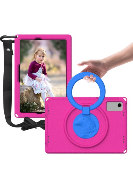 Samsung Galaxy Tab A9 Kartal Desenli Döner Kavrama Kolu Omuz Askılı Tablet Kılıfı (Yurt Dışından)