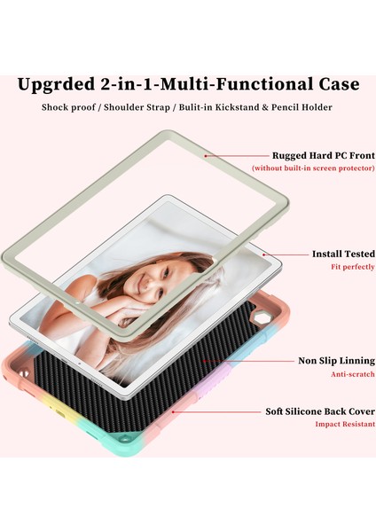 Samsung Galaxy Tab A9 Şekli Silikon Pc Tekme Standı Telefon Omuz Askısı Tablet Kılıfı (Yurt Dışından) modelleri