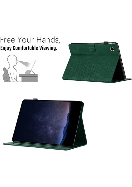 Samsung Galaxy Tab A9 Petek Baskılı Deri Kart Yuvalı Tablet Kılıfı (Yurt Dışından)
