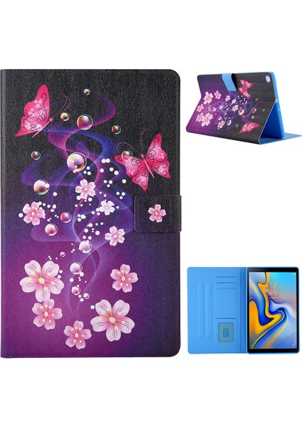 Samsung Galaxy Tab A7 10.4 (2020 2022) SM T500 SM T505 ÇIÇEK Desen Baskı Kart Yuvaları Deri Standlı Tablet Kılıfı (Yurt Dışından)