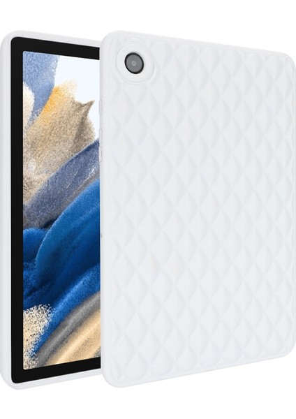 Samsung Galaxy Tab A8 10.5 (2021 2022) X200 Eşkenar Dörtgen Desenli Düşmeyi Önleyici Yumuşak Tpu Arka Beyaz Tablet Kılıfı (Yurt Dışından)