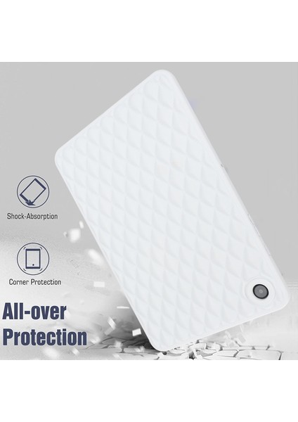 Samsung Galaxy Tab A8 10.5 (2021 2022) X200 Eşkenar Dörtgen Desenli Düşmeyi Önleyici Yumuşak Tpu Arka Beyaz Tablet Kılıfı (Yurt Dışından)