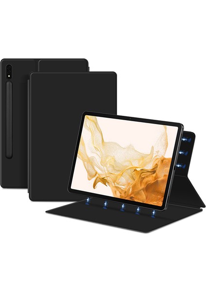 Samsung Galaxy Tab S8 Manyetik Eklenti Pu Deri Pc Standı Otomatik Uyku uyandırma Tablet Kılıfı (Yurt Dışından)