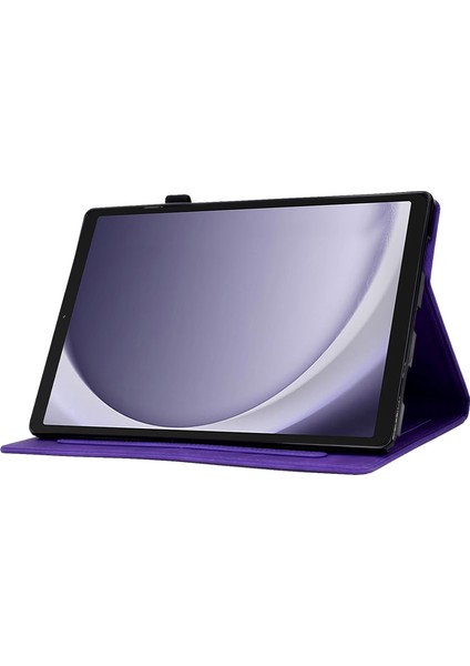 Samsung Galaxy Tab A9 Demir Kule Baskılı Mikrofiber Deri Kart Yuvası Akıllı Tablet Kılıfı (Yurt Dışından)