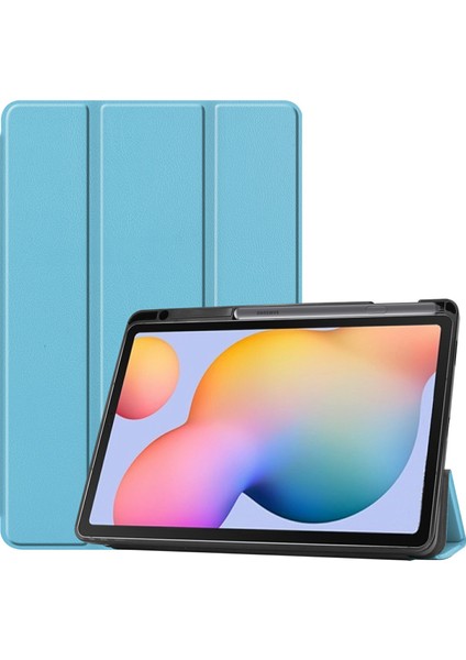 Samsung Galaxy Tab S6 Lite (2024 2022 2020) Standlı Üç Katlı Deri Kalem Yuvalı Akıllı Tablet Kılıfı (Yurt Dışından)