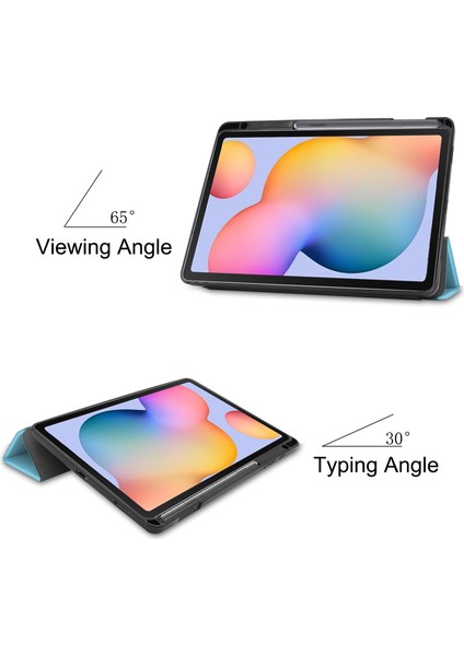 Samsung Galaxy Tab S6 Lite (2024 2022 2020) Standlı Üç Katlı Deri Kalem Yuvalı Akıllı Tablet Kılıfı (Yurt Dışından)