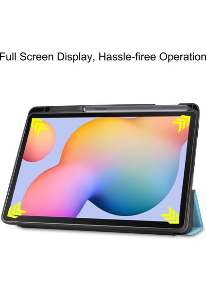 Samsung Galaxy Tab S6 Lite (2024 2022 2020) Standlı Üç Katlı Deri Kalem Yuvalı Akıllı Tablet Kılıfı (Yurt Dışından)