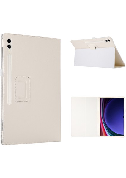 Samsung Galaxy Tab S9 Ultra Pu Deri Iki Katlı Stand Beyaz Tablet Kılıfı (Yurt Dışından)