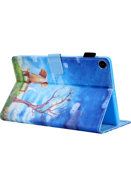 Samsung Galaxy Tab A9 X210 X215 X216B Deri Akıllı Desen Çevirme Fil Tavşan Tablet Kılıfı (Yurt Dışından)