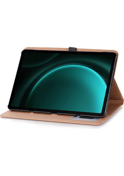 Samsung Galaxy Tab S9 Fe Çapraz Doku Kart Yuvaları Pu Deri Çevirin Tablet Kılıfı (Yurt Dışından)