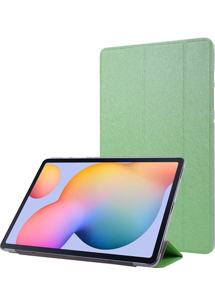 Samsung Galaxy Tab S8 Ipek Doku Pu Deri Üç Katlı Stand Tablet Kılıfı (Yurt Dışından)