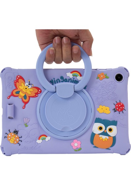 Samsung Galaxy Tab A9 Dönebilen Tekme Standı Sevimli Karikatür Silikon Kordon Tablet Kılıfı (Yurt Dışından) fırsatları