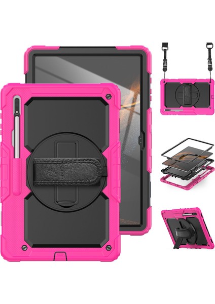 Samsung Galaxy Tab S8 Ultra Wi Fi 14 6 Inç (2022) Pc Silikon Pet Ekran Koruyucu Standı Omuz Askılı Tablet Kılıfı (Yurt Dışından)