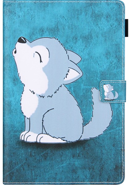 Desen Baskı Kart Tutucu Samsung Galaxy Tab A8 10.5 (2021) SM X200 X205 A8 10.5 (2022) SEVIMLI Kurt Tablet Kılıfı (Yurt Dışından) modelleri