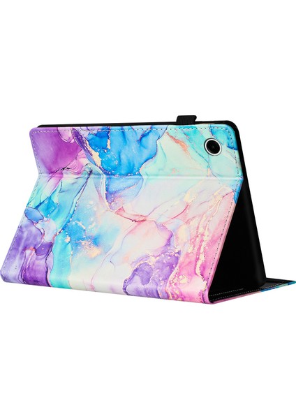 Seashell Digital Samsung Galaxy Tab A8 10.5 (2021) X200 X205 (2022) Deri Business Folio Mermer Baskı Tablet Kılıfı (Yurt Dışından)