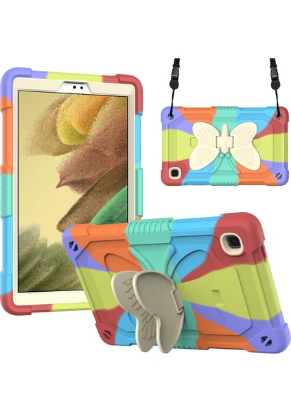 Şekli Kontrastlı Samsung Galaxy Tab A7 Lite Omuz Askılı 8 7 Inç Tablet Kılıfı (Yurt Dışından)