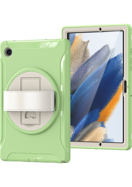 Samsung Galaxy Tab A8 10.5 (2021) A8 10.5 (2022) X200 X205 Pc Silikon Döner El Kayışı Koruyucu Matcha Tablet Kılıfı (Yurt Dışından)