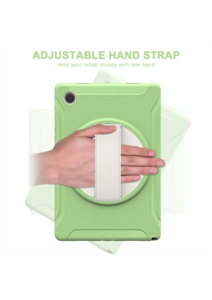 Samsung Galaxy Tab A8 10.5 (2021) A8 10.5 (2022) X200 X205 Pc Silikon Döner El Kayışı Koruyucu Matcha Tablet Kılıfı (Yurt Dışından)