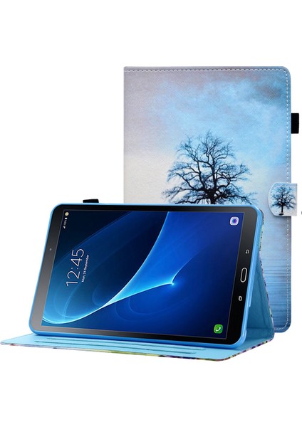 Samsung Galaxy Tab A 10.1 (T580 T585) Anti Drop Deri Dikişli Manyetik Kapatma Standı Kart Yuvaları Tablet Kılıfı (Yurt Dışından)