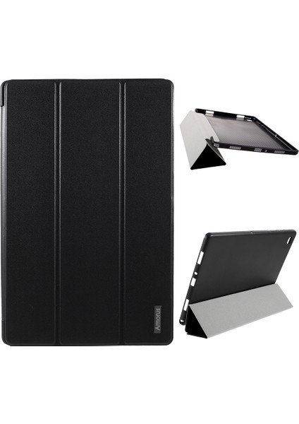 Samsung Galaxy Tab A7 10.4 (2020 2022) T500 SIYAH Üç Katlı Deri Standlı Şık Tablet Kılıfı (Yurt Dışından)
