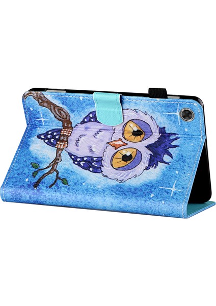 Samsung Galaxy Tab A9 Pu Deri Stand Desenli Baykuş Tablet Kılıfı (Yurt Dışından)