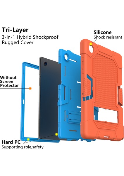 Samsung Galaxy Tab A8 10.5 (2021 2022) Kontrast Pc Silikon Kick Stand Koruyucu Tablet Kılıfı (Yurt Dışından)